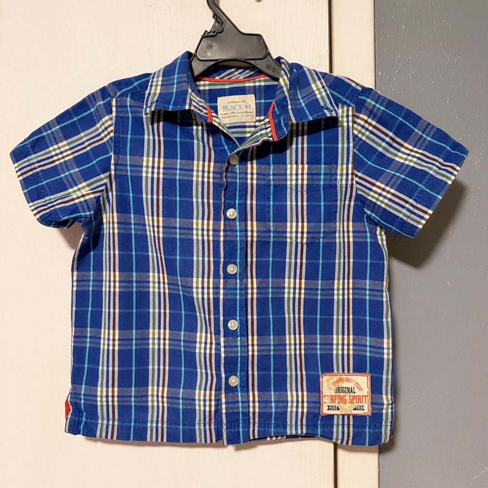 The Children's Place Navy & Blue Plaid Short-Sleeve Button Shirt